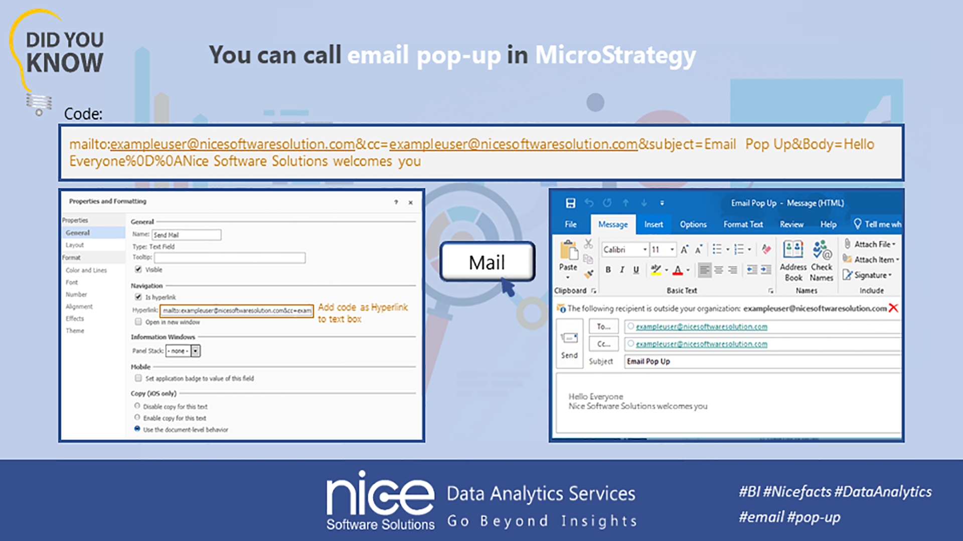 Email popup right from the Dashboard by Nice