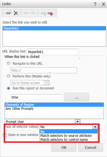 Passing All Selector Values Across Report Services Documents Using Edit Links