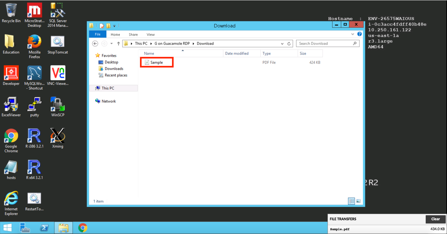 How to use Guacamole to copy and paste text or files in MicroStrategy