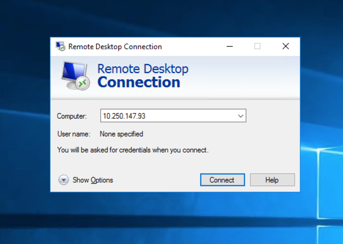 Desktop connection