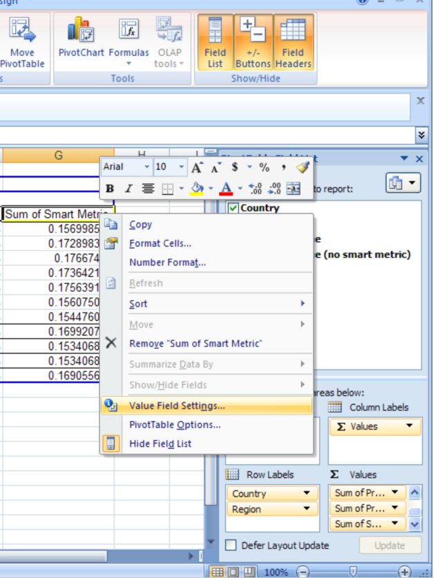 KB42017: How to use Smart metrics in Excel PivotTable for reports in ...