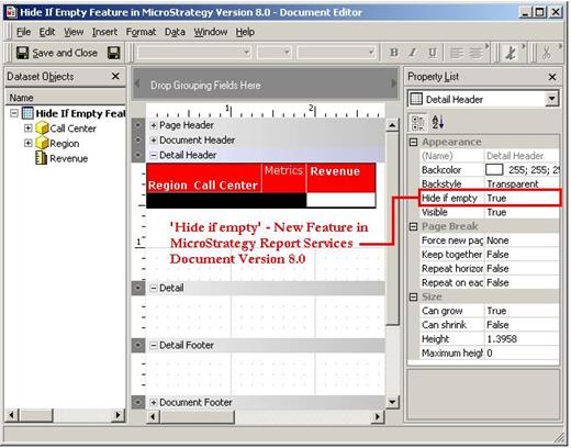 Screenshot van MicroStrategy Report Services software.