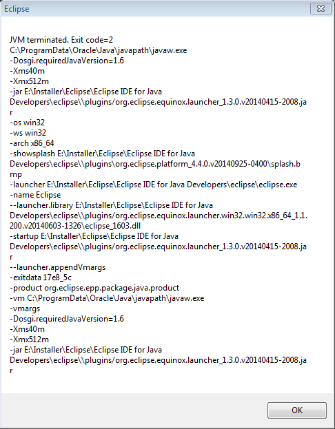 Kb Jvm Terminated Exit Code 2 Error Occurs After Launching Eclipse With Microstrategy S Web Customization Editor 10 X