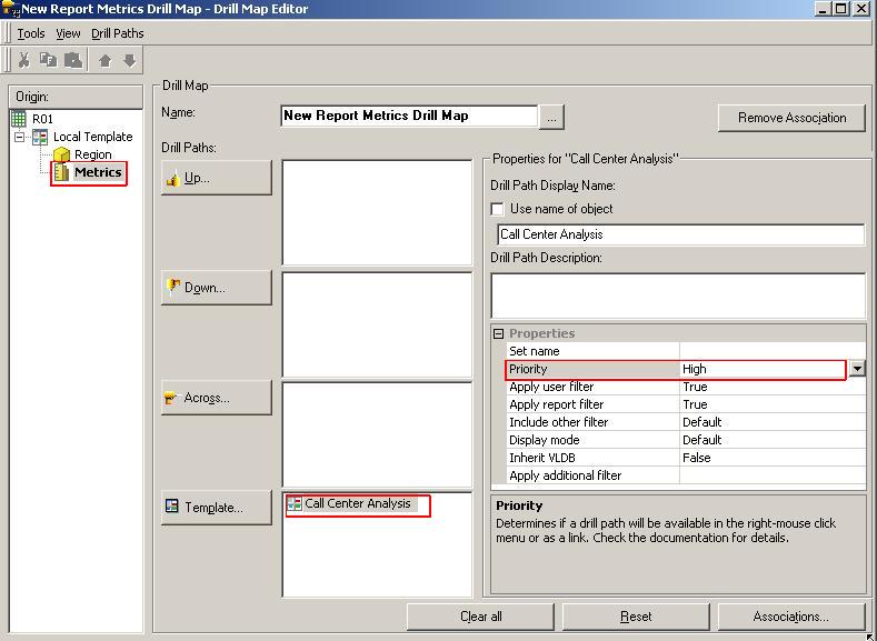 KB30466 How to drill to a template via a metric in the Graph View of a