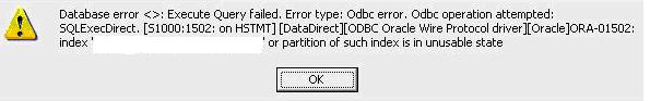 Oracle unusable index что это