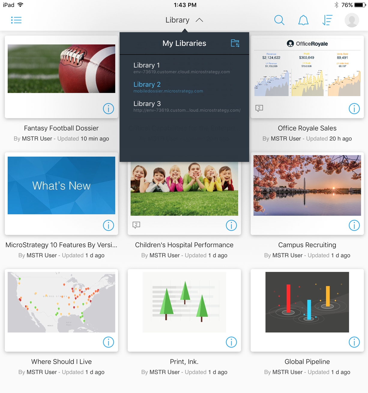 Add multiple Libraries to the MicroStrategy Library App