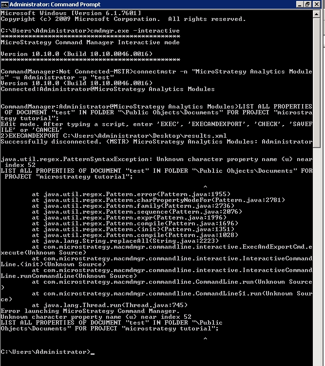 KB439933 Command Manager Interactive Mode returns java error, when