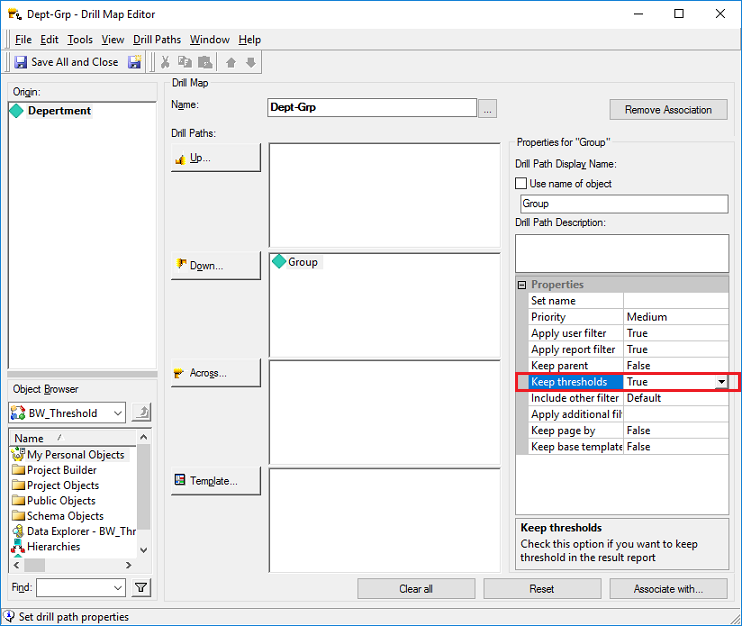 KB441506How to retain the threshold setting set to a grid in report