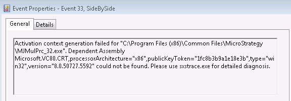 KB37043: Error "The application has failed to because its side-by-side configuration is incorrect" when opening Wizard in 9.0.2