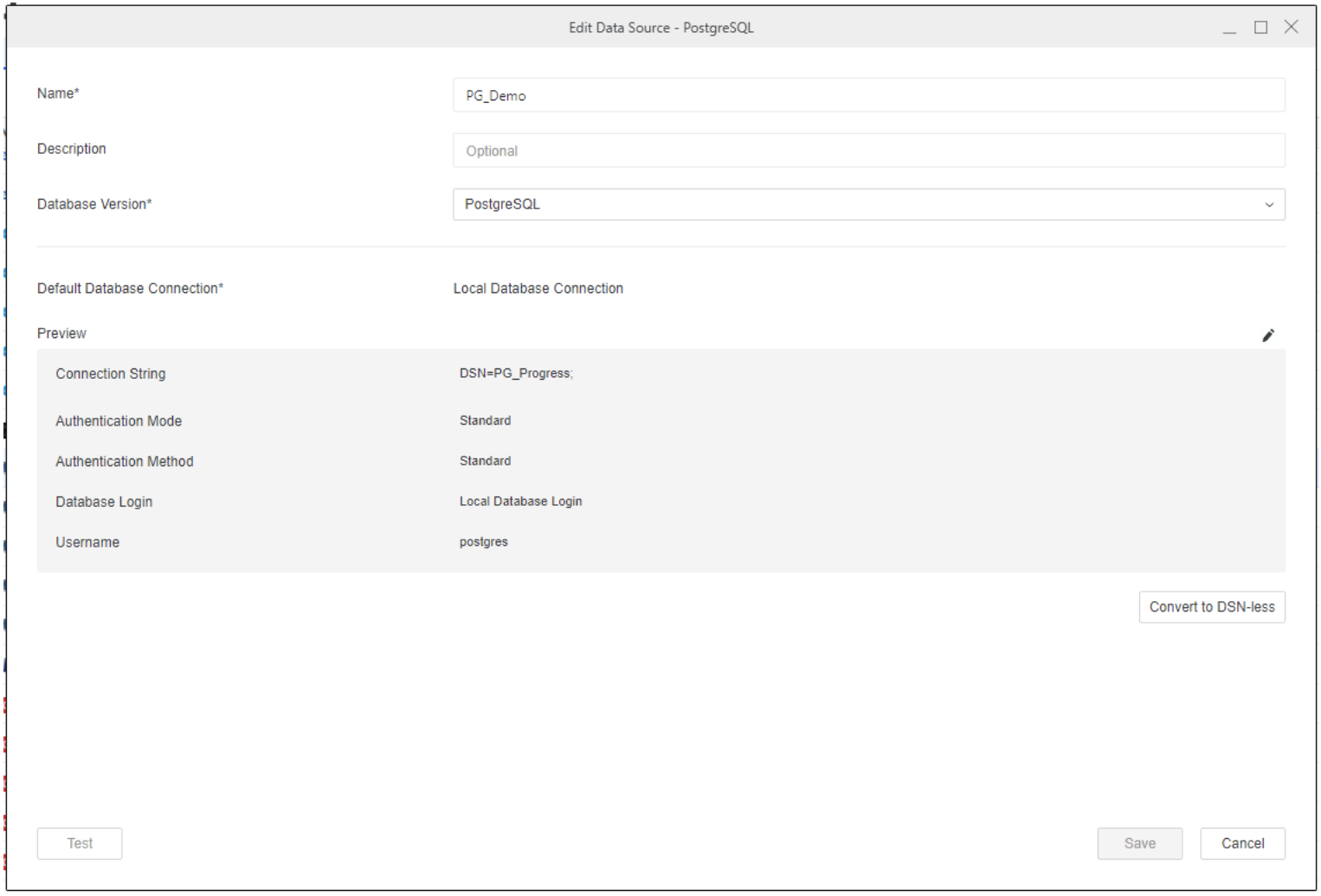 KB485854 Convert data sources based on DSN to be DSNLess through REST