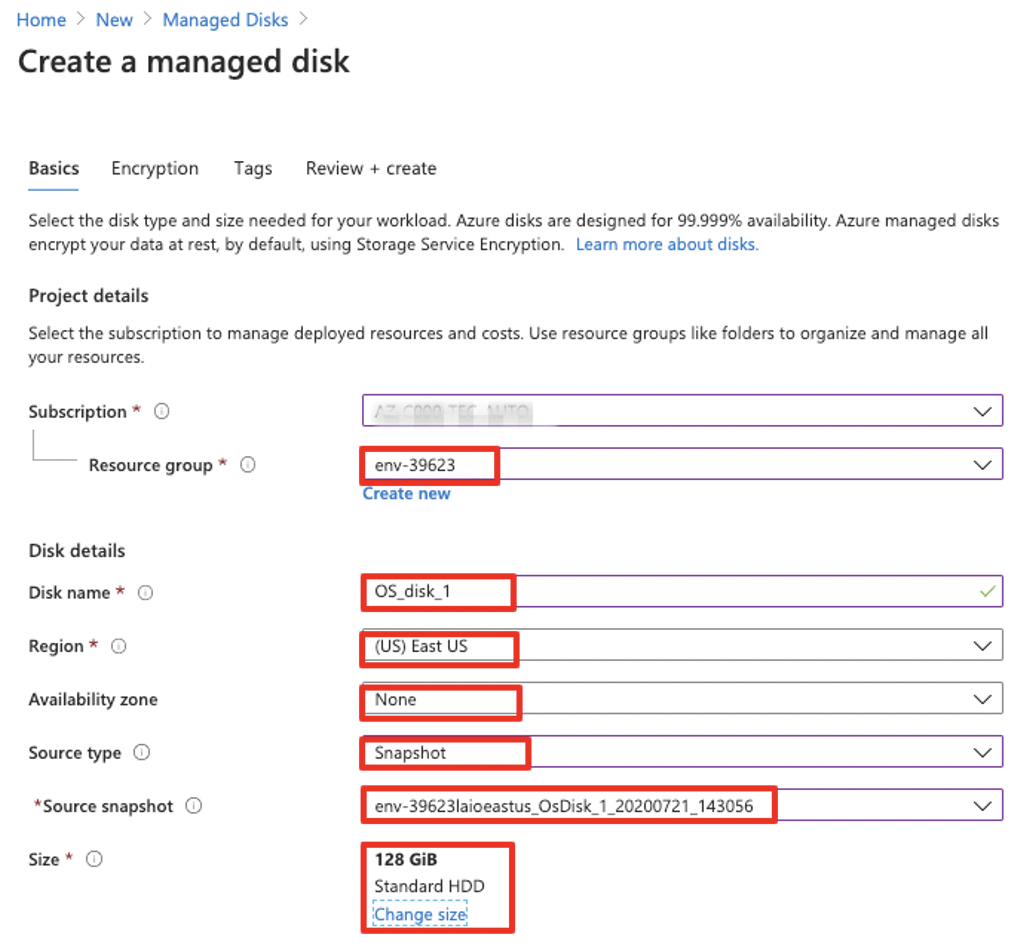 KB484425 How to restore Azure Virtual Machines from snapshots
