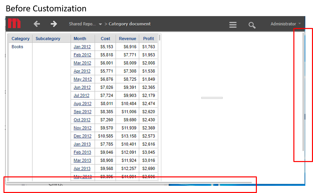 KB441196 How to Customize the Scroll Bar Weight in Report Service