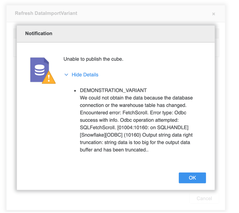KB484912 "[ODBC] (10160) String data right truncation" error is