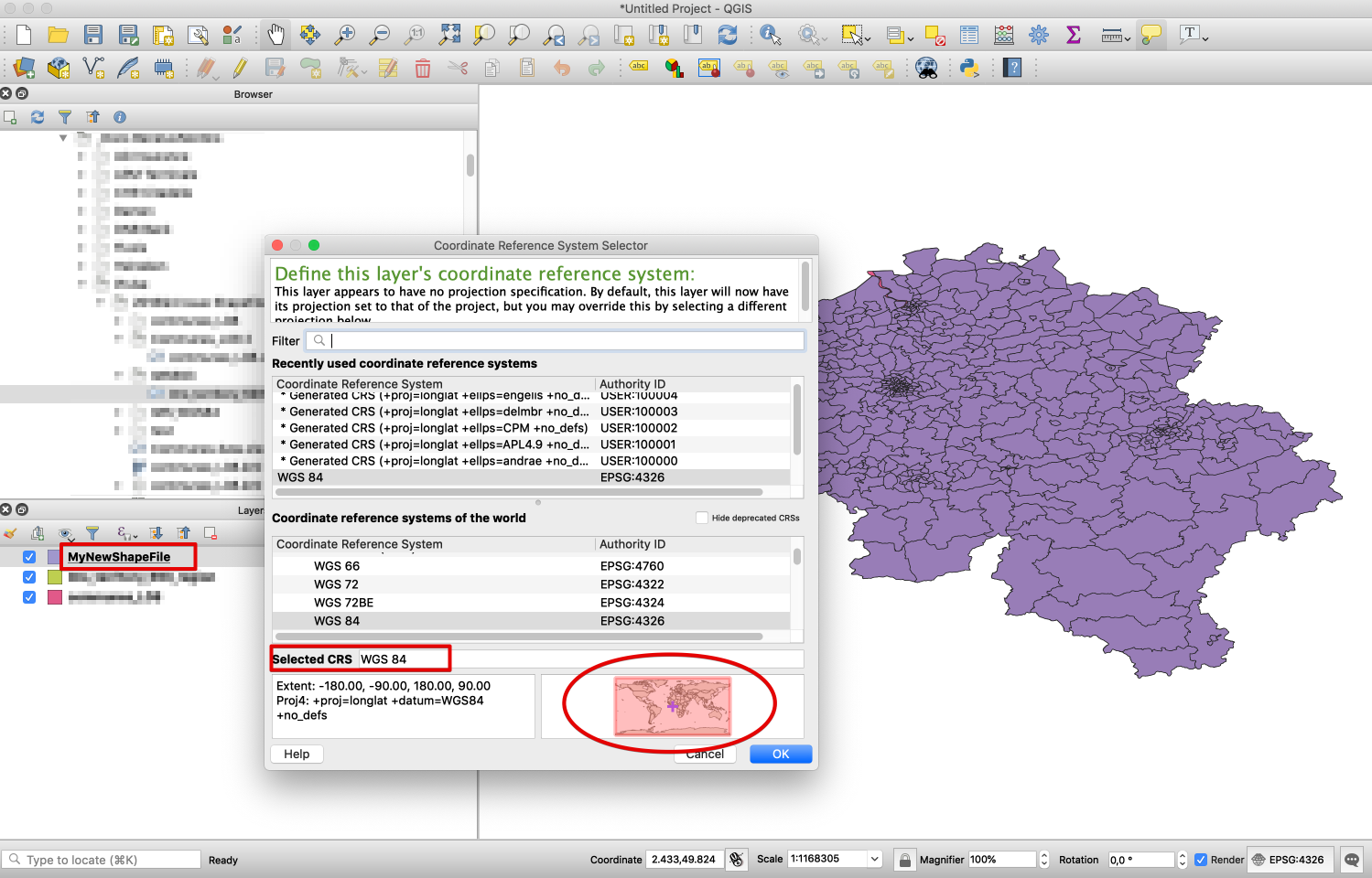 KB442340 How to set ESRI custom shape files (*.shp) to a CRS