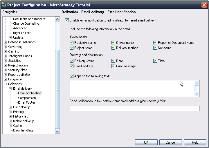 Email Distribution Error Messages